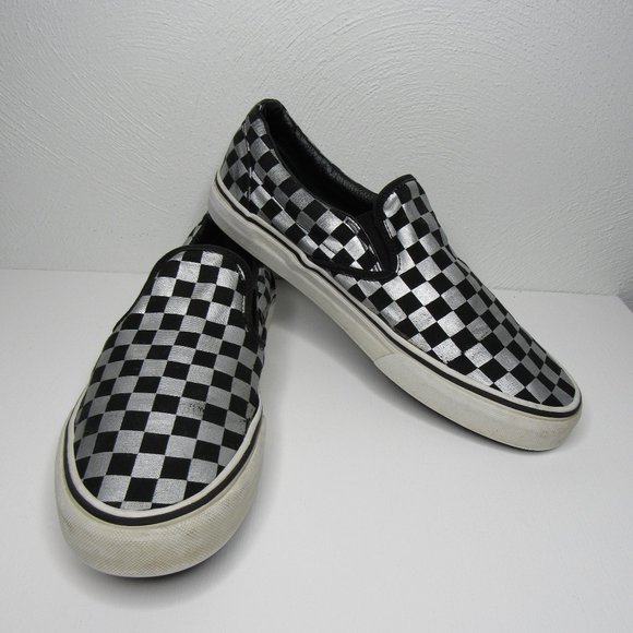 metallic checkered vans